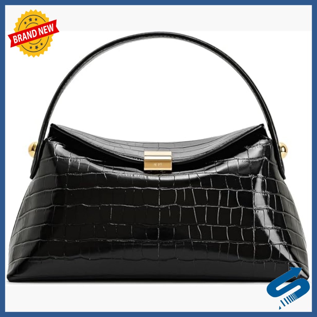 Small Croc Vegan Leather Top Handle Crossbody Bag Satchel